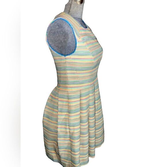 Shoshanna Prism Neon Pleated Fit and Flared Retro Dress - Picture 8 of 15